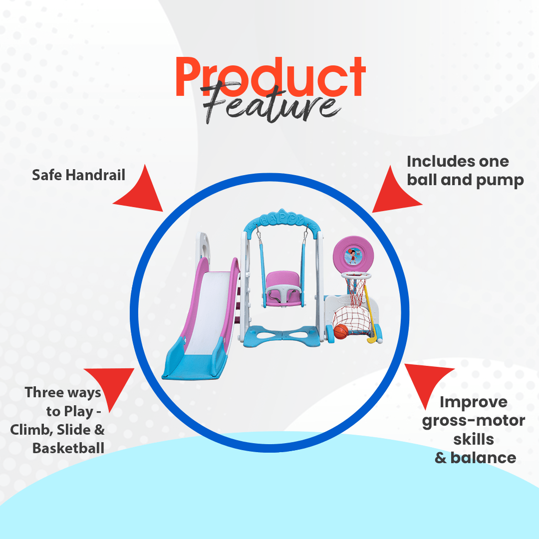 OK PLAY 5 in 1 SWING-SLIDE PLAYGROUND COMBO FOR KID’S – (Swing, slide, Basketball, Football and Hockey ) 2-6years. - Swings